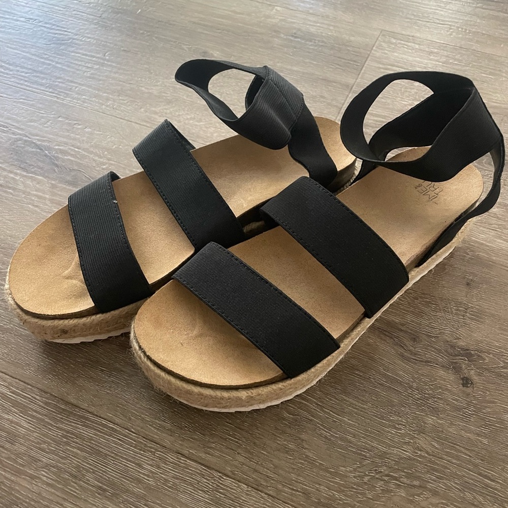 Black strappy espadrille sandals